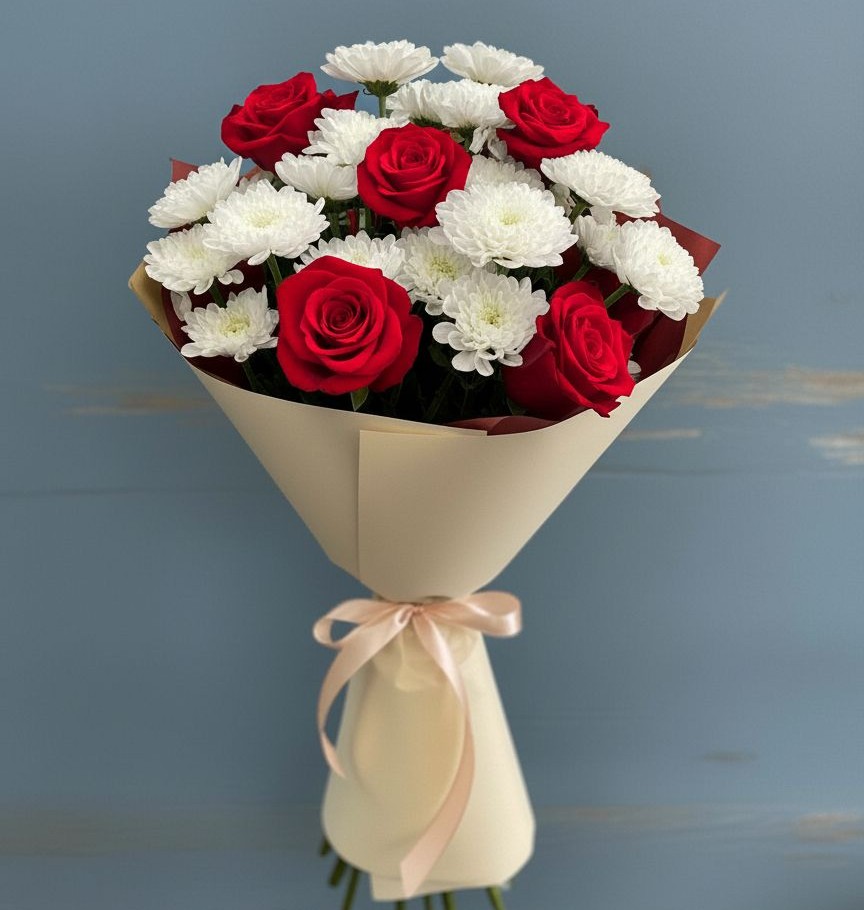 Букет цветов из: Розы и Хризантемы в Маме