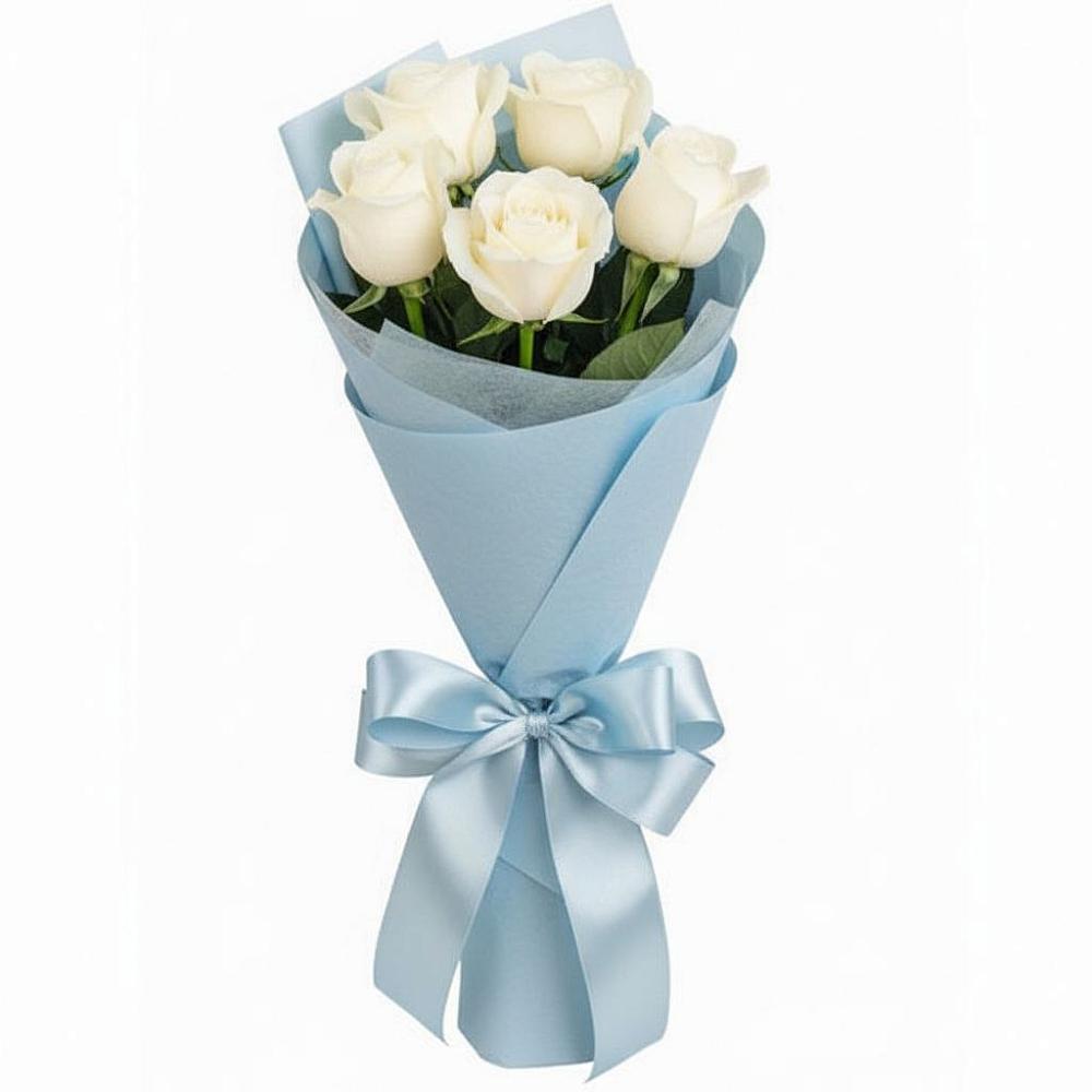 Букет 5 Белых роз Проуд в Маме