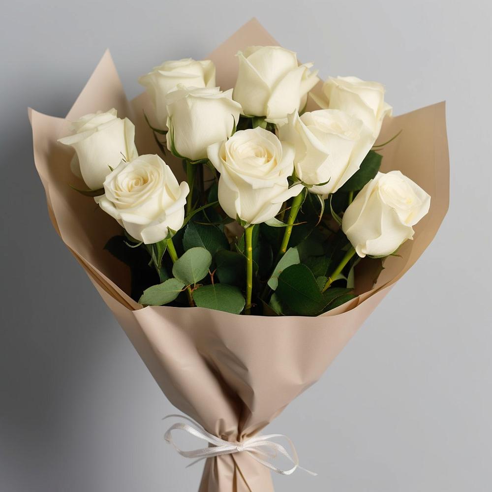 Букет 9 Белых роз Эдлесс Лав в Маме