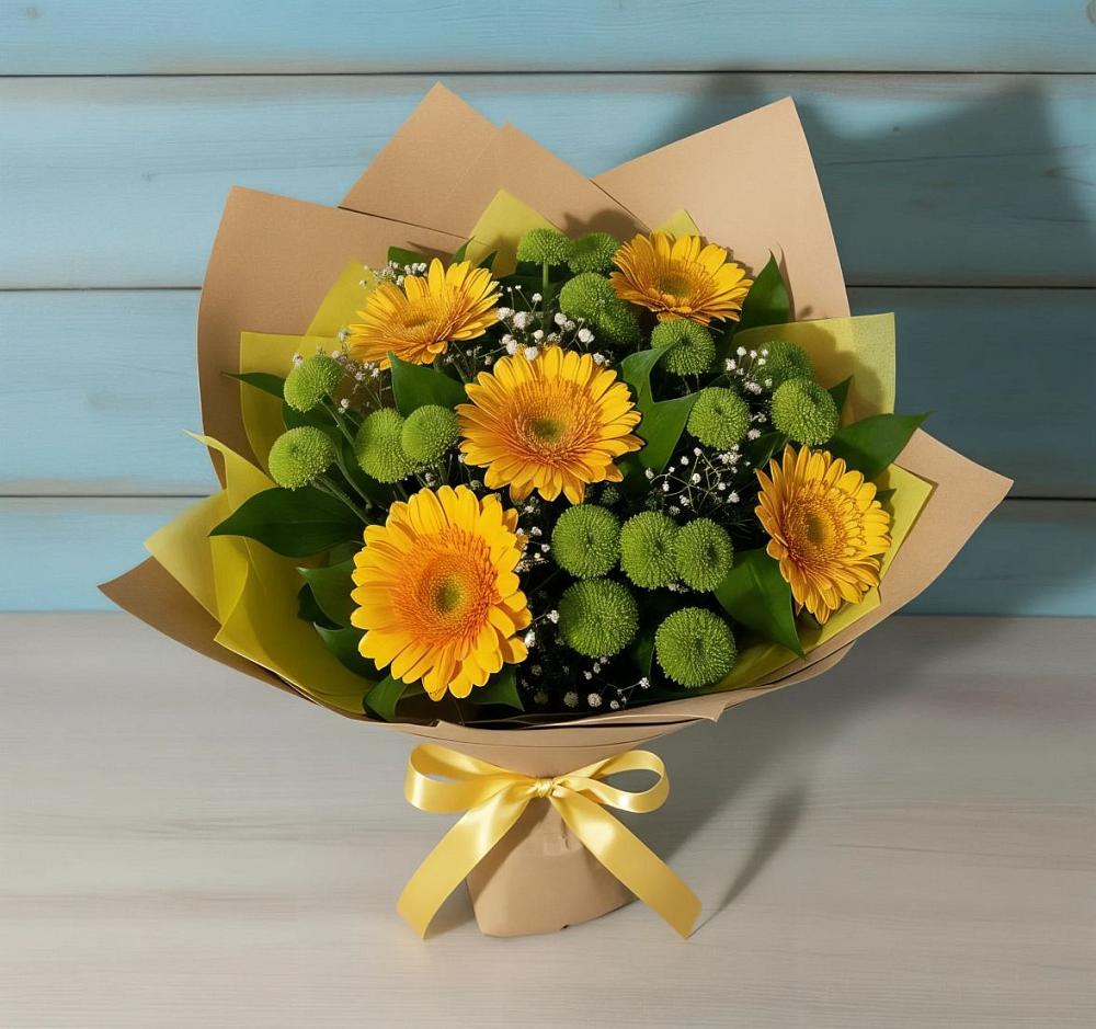 Букет цветов из: Герберы и Хризантемы в Маме