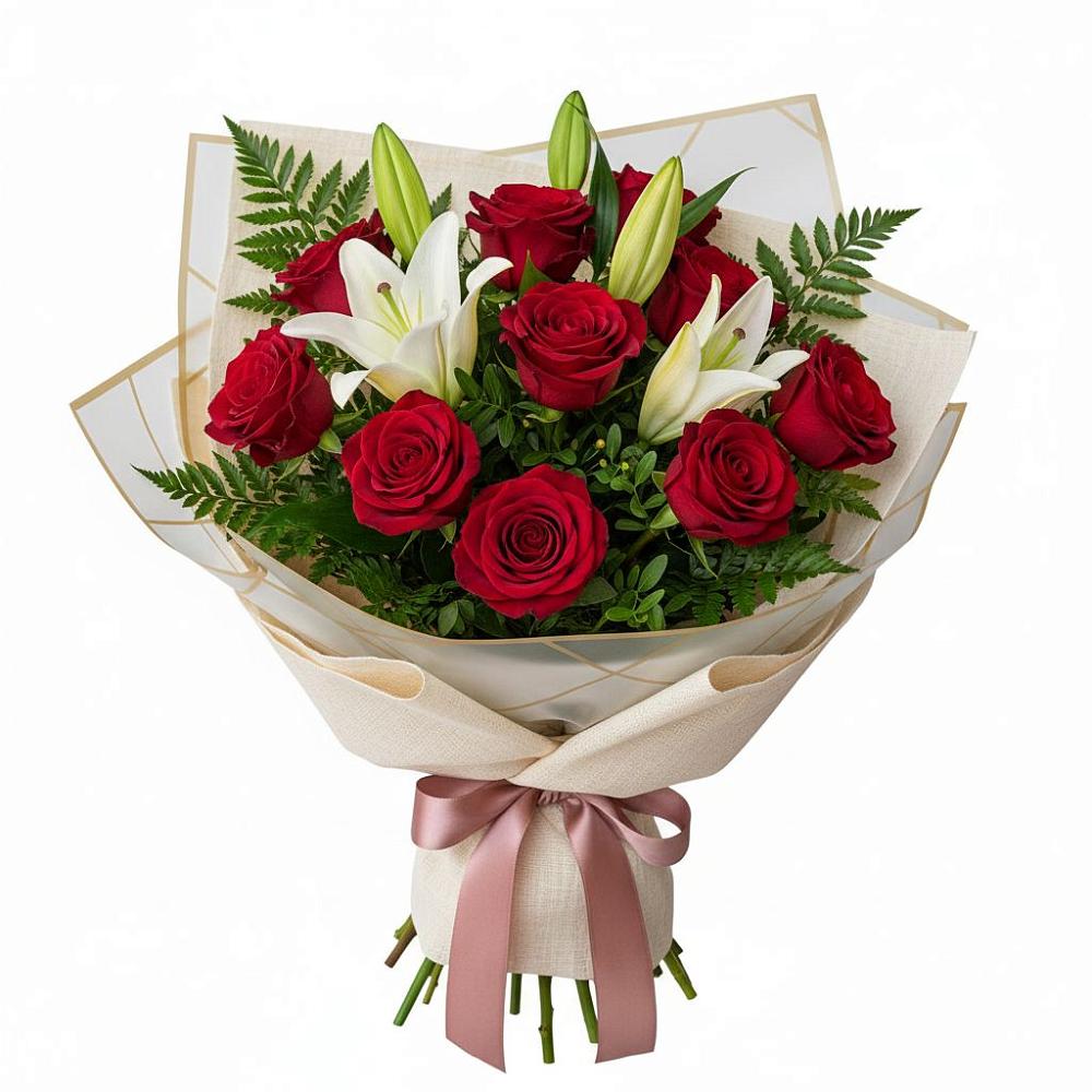 Букет цветов из: Лилии и Розы в Маме