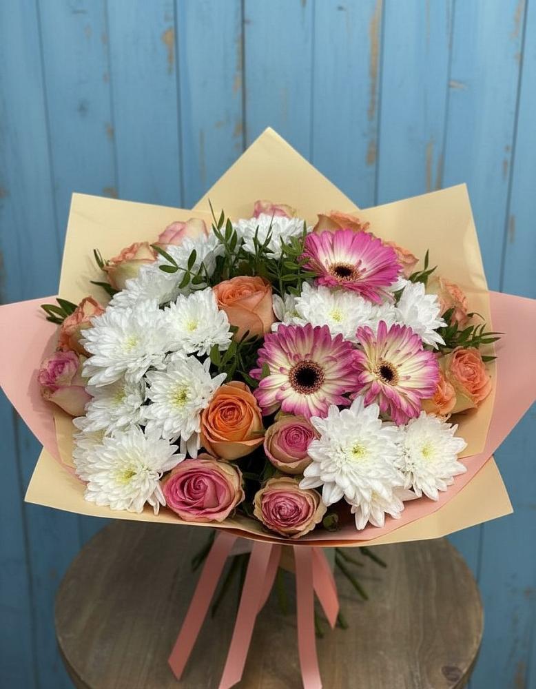 Букет цветов из: Розы, Герберы и Хризантемы в Маме