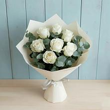 Букет Белые розы в Эвкалипте #REPLACE_PRED# Маме