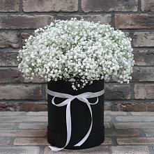 Цветочная композиция из Гипсофила в шляпной коробке в Маме